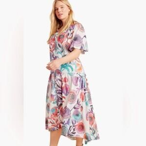 Anthropologie Tugboat Azores Maxi High Low Floral Dress, Size 1X